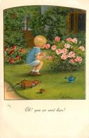 Pauli EBNER * Illustrateur * N°1023 * Oh ! Que ça Sent Bon ! * Enfant Roses Fleurs Flowers Jeux Jouets - Ebner, Pauli