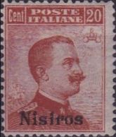 CV:€108.00 ITALIAN OCCUPATION NISIROS 1912 King 20c OVPT. - Aegean (Nisiro)