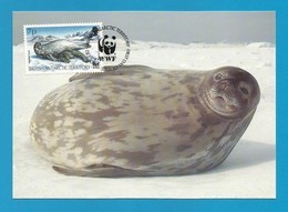 BAT 1992  Mi.Nr. 195 , Weddel Seal - WWF Maximum Card - First Day 20.OCT 92 - Maximumkarten