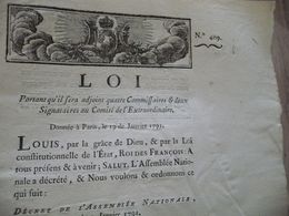 Loi 19/01/1791 Adjoncton De 4 Commissaires Et 2 Signataires Au Comité à L'Extraordinaire - Decretos & Leyes