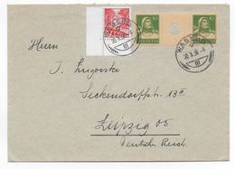 SUISSE - 1938 - RARE ZWISCHENSTEG WZ18B (Zum S26) / LETTRE De WABERN => LEIPZIG - Zusammendrucke