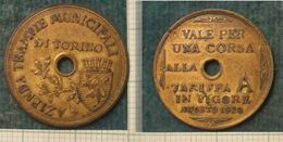 M_p> Gettone Azienda Tramvie Municipali Torino Agosto 1920 TARIFFA A - Notgeld