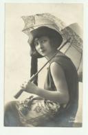 DONNA CON  OMBRELLO - FOTOGRAFICA  1925 VIAGGIATA   FP - Vrouwen