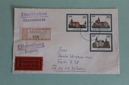 DDR Ganzsache "Burgen Der DDR", Einschreiben, Eilboten Nach Österreich - Covers - Used