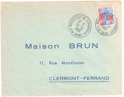MONTAIGUT En COMBRAILLE Puy De Dôme 0,25 F Marianne à La Nef Yv 1234 Ob 15 6 1960 - Covers & Documents