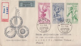 Enveloppe  Recommandée   FDC  TCHECOSLOVAQUIE   Sports   1958 - FDC