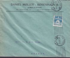 Denmark DANIEL MØLLER Jern & Staal, Gl. Kongevej 27, TMS Cds. KJØBENHAVN K.V.B. 1911 Cover Brief ASSENS Wellenlinien - Storia Postale