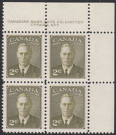 Canada 1951 MNH Sc #305 2c George VI Plate 7 UR - Plattennummern & Inschriften