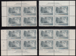 Canada 1952 MNH Sc #316 20c Forestry Products Plate 2 Set Of 4 - Plate Number & Inscriptions