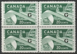 Canada Sc O45 Official Block Of 4 MNH - Sobrecargados