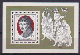 GERMANIA DEMOCRATICA DDR FOGLIETTI 1977 HEINRICH VON KLEIST UNIF. BF51 MNH XF - 1e Jour – FDC (feuillets)