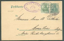 Allemagne N°83 En Compl. Sur E.P. Carte 5pfg Germania, Obl; Dc GRÖTZINGEN MAX MARX (horse) 6.12.05 Vers Courtrai. TB.- 1 - Caballos