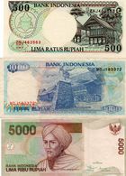 INDONESIA 500/1000/50000 RUPIAH XF+UNC - Kilowaar - Bankbiljetten