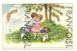 Couple D'enfants. Baiser Sur Un Banc. Printemps. Fleurs. Bonne Fête - Petersen, Hannes