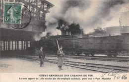 Thème Grève.Paris. Grève Générale Des Chemins De Fer.Train Express Pour Lille Passe Sous Le Pont Marcadet   ( Voir Scan) - Sciopero