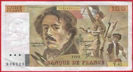 -- BILLET 100 F "EUGENE DELACROIX" Année 1982 / V.61 / N° 938525 -- - 100 F 1978-1995 ''Delacroix''