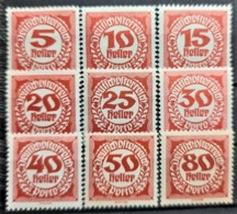 AUSTRIA 1919/21 - MNH - ANK 75-83 - Portomarken - Segnatasse