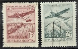 ARGENTINA 1946 - Canceled - Sc# C45, C46 - Airmail 15c 25c - Airmail