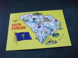 CARTA GEOGRAFICA MAP GEOGRAPHISCHE KARTE CARTE GÉOGRAPHIQUE SOUTH CAROLINA USA SCI NAUTICO SCI ACQUATICO  PIN UP - Ski Nautique