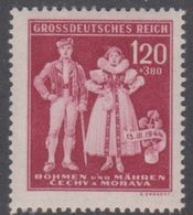 Czechoslovakia-Bohemia And Moravia Scott B22 1944 5th Anniversary Of Propectorate,1.20k +3.80k,rose  Lake,Mint Hinged - Neufs