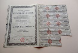 9 Actions  De 5000 Francs Société Anonyme Des Entreprises A. MONOD Paris - 1920 - Andere & Zonder Classificatie