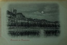 Suisse (NE) Souvenir De Neuchatel (Mondschein Karte) Ca 1900 - Neuchâtel