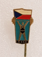 Epinglette Fédération Tchécoslovaque D'haltérophilie - Pin Label Czechoslovakian Weightlifting Federation - Gewichtheben - Haltérophilie