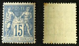 N° 101 15c Bleu Papier Quadrillé TB Neuf N** Cote 60€ - 1876-1898 Sage (Tipo II)