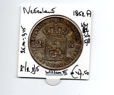 NEDERLAND 2 1/2 GULDEN 1852A  ZILVER WILLEM III - 1849-1890 : Willem III