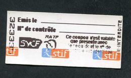 Ticket De Train / Métro - Bus - RATP / SNCF - STIF 2015 - Paris Train Ticket Transportation - Europa