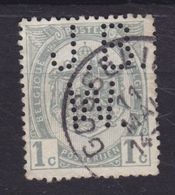 Belgium Perfin Perforé Lochung 'J.B.W.' 1907 Mi. 78, 1c. Staatswappen Stamp GOSSELIN Cancel (2 Scans) - 1909-34