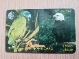 ST LUCIA    $ 53/ US 20  CABLE & WIRELESS  STL-14E  14CSLE    PARROT/EAGLE  Fine Used Card ** 2408** - Sainte Lucie