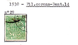 MARCA DA BOLLO 1930  PER PASSAPORTI LIRE QUARANTA - Fiscale Zegels