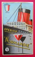 Publicité Au Cognac De France Paquebot Navire Apéritif Normandie étiquette 16x9.7 Bon Graphisme - Werbung