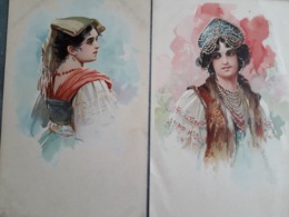 Lot De 2 Carte Postale, Femme, Type Orientale, Illustrateur, Non Signé, #55# - 1900-1949