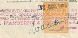 Hollande. Pays Bas. Fragment De Document Avec Vignette De Connaissements. 50 Centimes. 1955. - Fiscaux