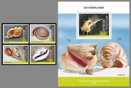 CENTRALAFRICA 2020 MNH Shells Muscheln Coquillages 4v+S/S - IMPERFORATED - DHQ2024 - Coneshells