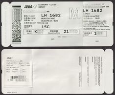 2017 ANA JAPAN Airlines Boarding Pass HUNGARY Budapest Munich GERMANY - Carte D'imbarco