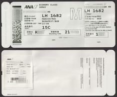 2017 ANA JAPAN Airlines Boarding Pass HUNGARY Budapest Munich GERMANY - Bordkarten