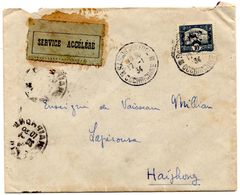 Lettre De Saigon Central (17.01.1934) Cochinchine Service Accéléré Pour Lapérouse Haïphong Tonkin - Briefe U. Dokumente