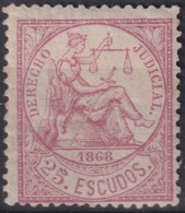 DER-140 CUBA SPAIN REVENUE DERECHO JUDICIAL 25 ESCUDOS 1868 UNUSED. - Impuestos