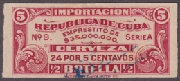 REP-476 CUBA REVENUE 5c CERVEZA BEER LICOR LIQUOR BEVERAGE USED. - Timbres-taxe