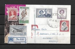 1955 Neuseeland R-Brief Timaru Nach Budapest Ungarn (N.Z. Royal Tour) - Poste Aérienne