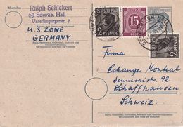 ALLEMAGNE ZONE ANGLO AMERICAINE 1948    ENTIER POSTAL/GANZSACHE/POSTAL STATIONARY CARTE DE SCHWÄBISCH HALL - Interi Postali