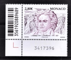 MONACO 2020 -Y.T. N° 3236 /  250e ANNIVERSAIRE DE LA NAISSANCE DE LUDWIG VAN BEETHOVEN  - NEUF ** - Nuevos