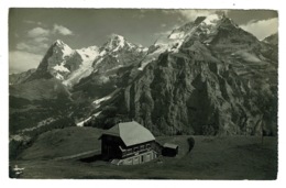 Ref 1377  - Early Real Photo Postcard - Murren Almendhubel - Eiger Monch - Jungfrau Switzerland - Mürren