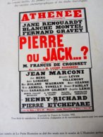 PIERRE Ou JACK ...?  De Francis De Croisset  (orig :La Petite Illustration,1932) Dos Chambre Style Restauration - Franse Schrijvers