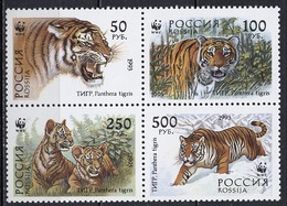 Russie - Russia - Russland 1993 Y&T N°6029 à 6032 - Michel N°343 à 346 *** - Tigre De L'Oussouri - Se Tenant - Unused Stamps