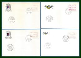 Island Islande 4 FDC POSTUR 1983 - 1988 - 1993 - 1994 - Franking Labels