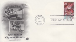 Enveloppe  FDC  1er  Jour   U.S.A   Hockey  Sur  Glace   Jeux   Olympiques   De   LILLEHAMMER    1994 - Hiver 1994: Lillehammer